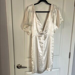 Free People Backless Satin Dress - Cream